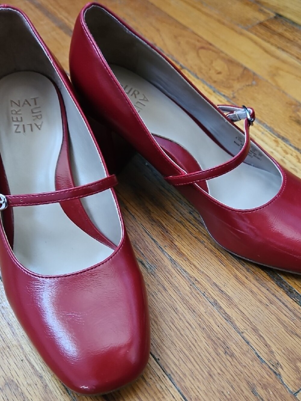 Naturalizer Red Mary Jane Block Heels with Ankle Strap - Picture 16 of 16